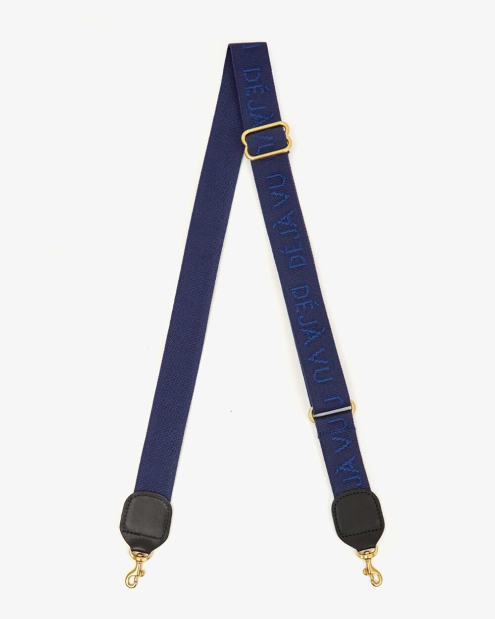 Clare V Adjustable Crossbody Strap - Navy Blue w/ Tonal Déjà Vu